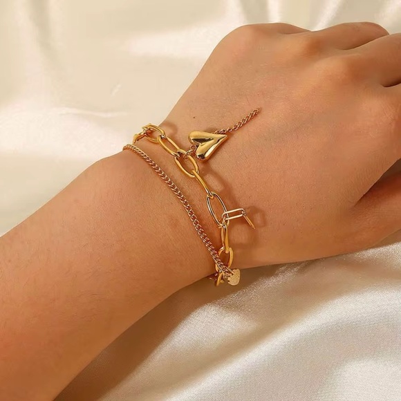 18K Gold Plated - Heart Charm Bracelet - Picture 6 of 7
